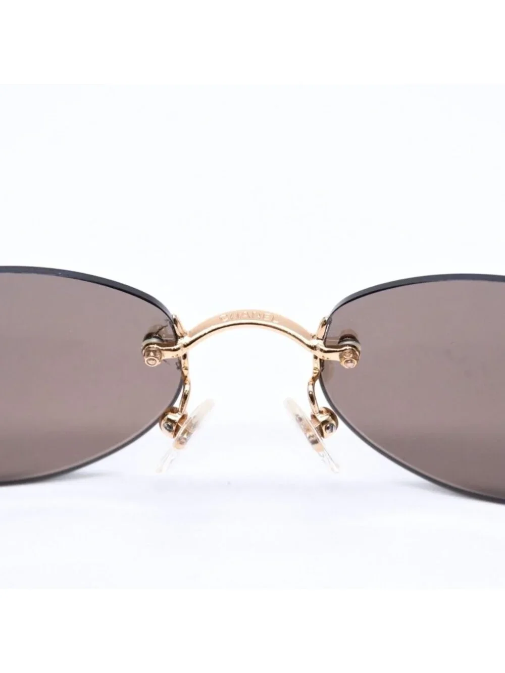 Chanel Rimless Sunglasses Eyewear CC Logo Gold